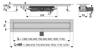 Душевой лоток AlcaPlast с решеткой под кладку плитки 105см хром APZ115-1050